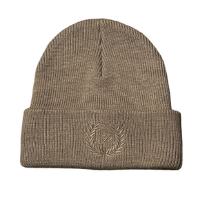 PINK Victoria's Secret Brown Knit Beanie Embroidered Logo Women